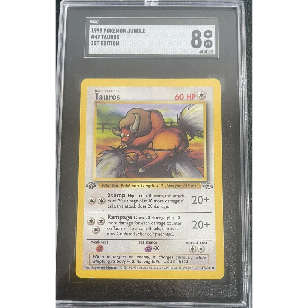 Tauros 1st Edition Jungle Set Pokémon Card Vintage SGC 8