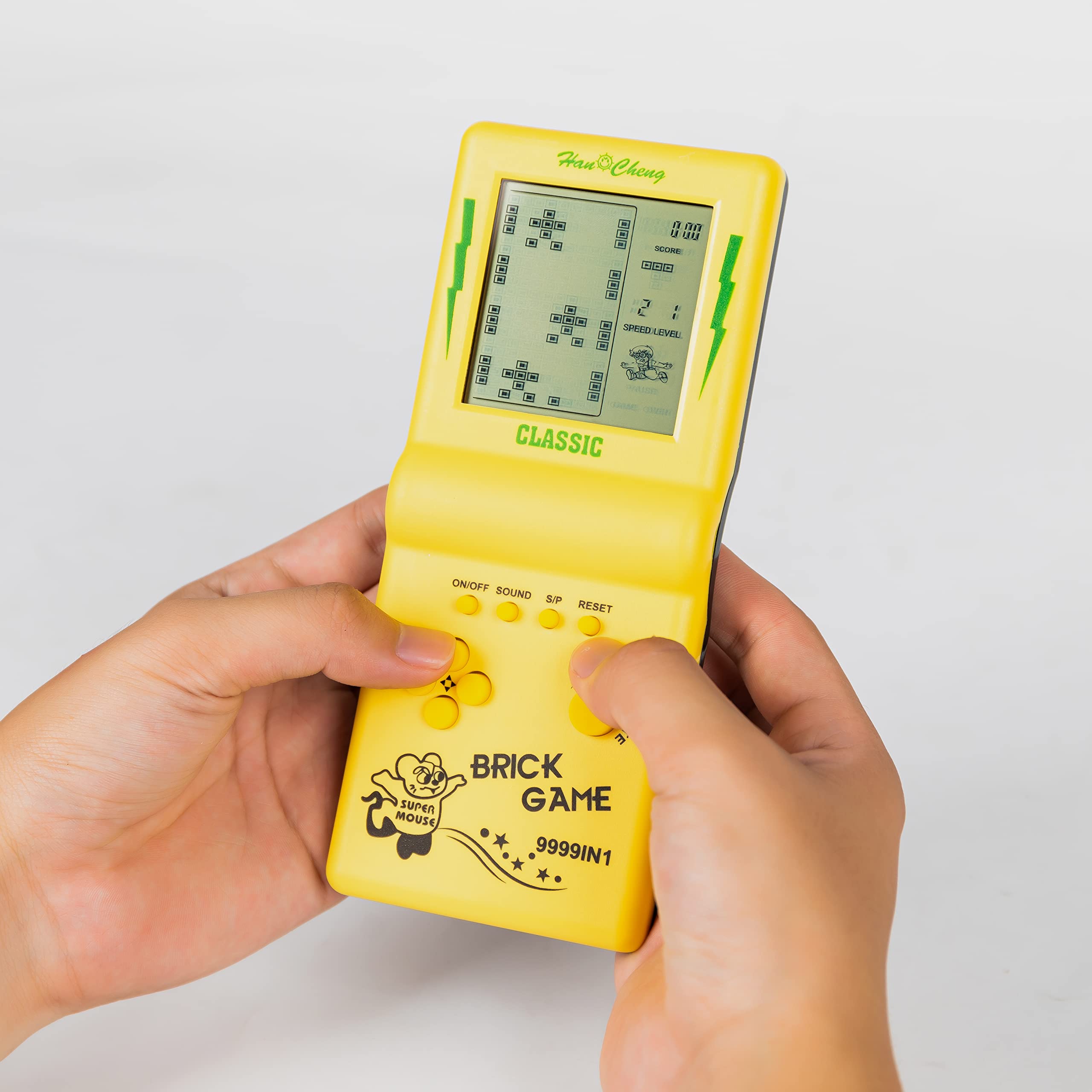 Retro Handheld Game Console,Tetris,Brick Game Console,3.5-inch Large Screen Yellow Tank/Racing/Building Block Game,Built-in 23 Games