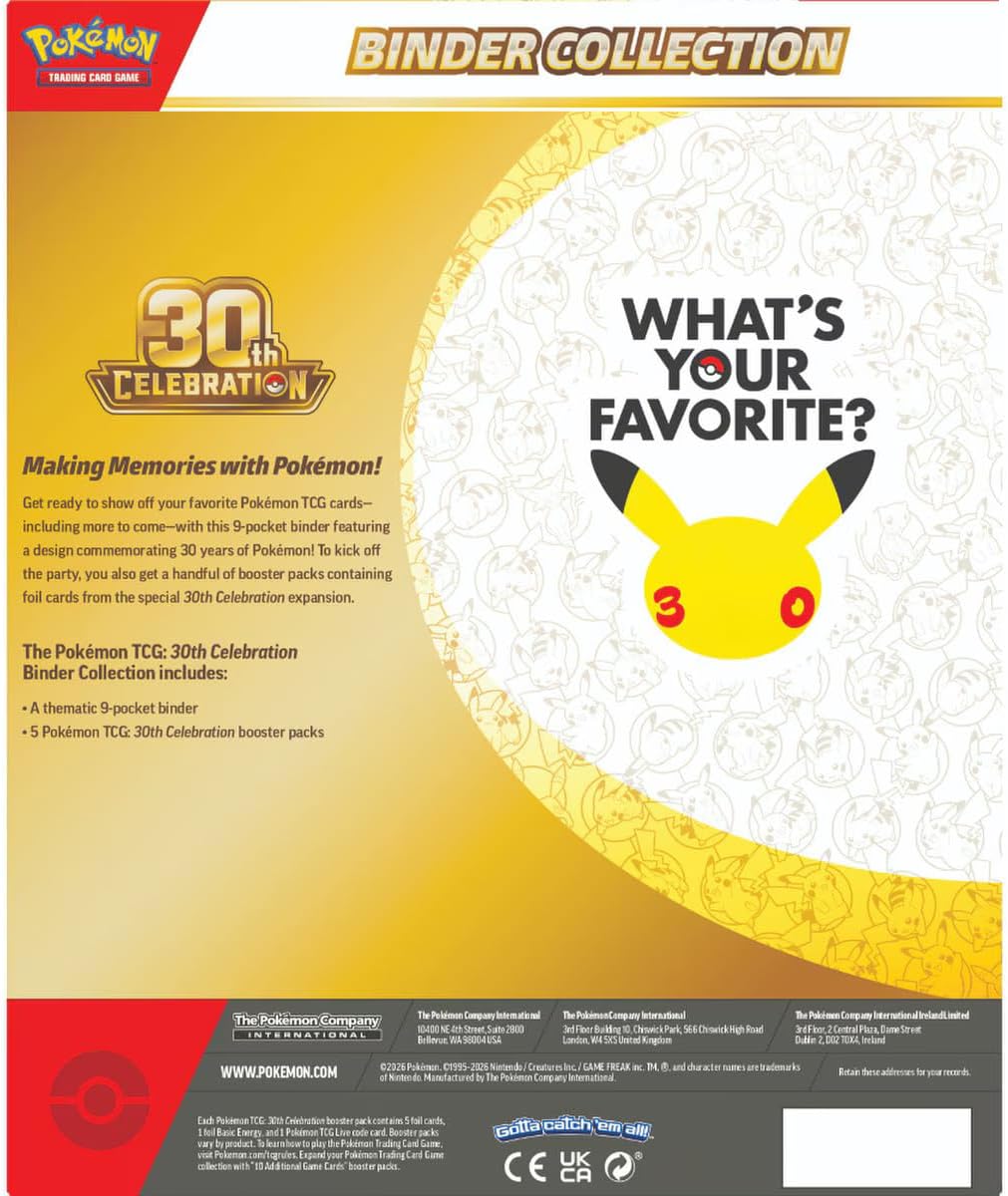Pokémon TCG: 30th Celebration Binder Collection (1 Binder & 5 Booster Packs)