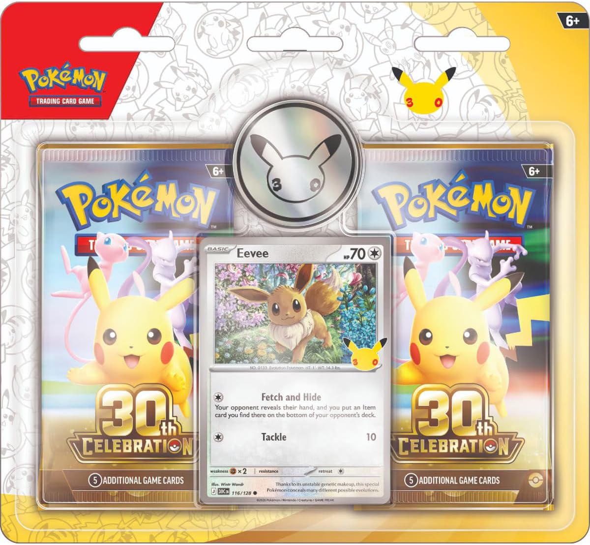 Pokémon TCG: 30th Celebration 2-Pack Blister (1 Foil Card, 1 Coin & 2 Boosters)