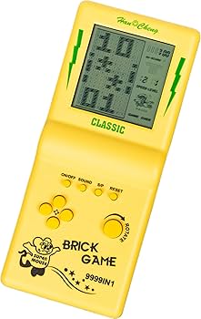 Retro Handheld Game Console,Tetris,Brick Game Console,3.5-inch Large Screen Yellow Tank/Racing/Building Block Game,Built-in 23 Games