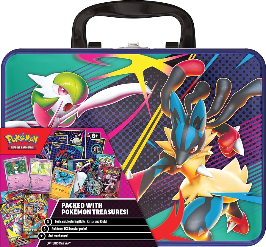 Pokémon Trading Card Game: Collector Chest - Fall 2025-6 Packs - 3 Foil Cards (Ralts, Kirlia, Riolu) - 1 Pokémon Coin (Mega Lucario) - 4 Sticker Sheets