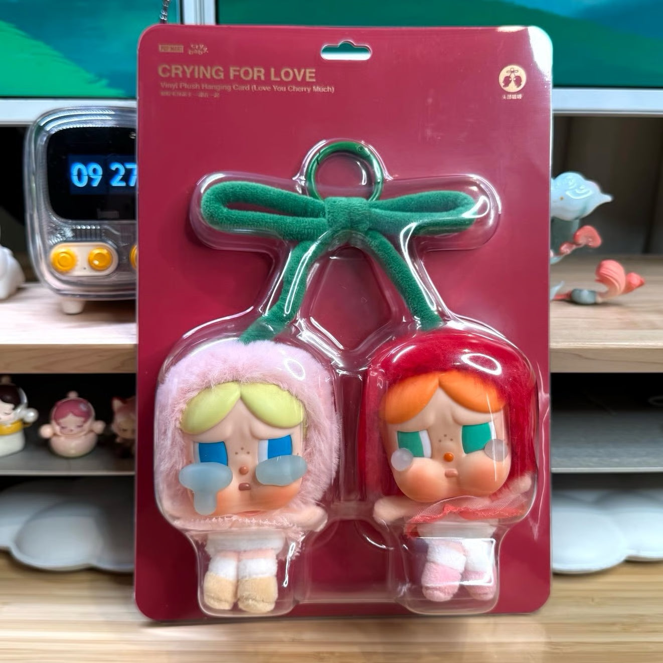 POP MART Crybaby Crying for Love Series Vinyl Plush Hanging Card (Love You Cherry Much) Collectible Figures Collectors Art Toy Toy Figures Gift 1 Piece