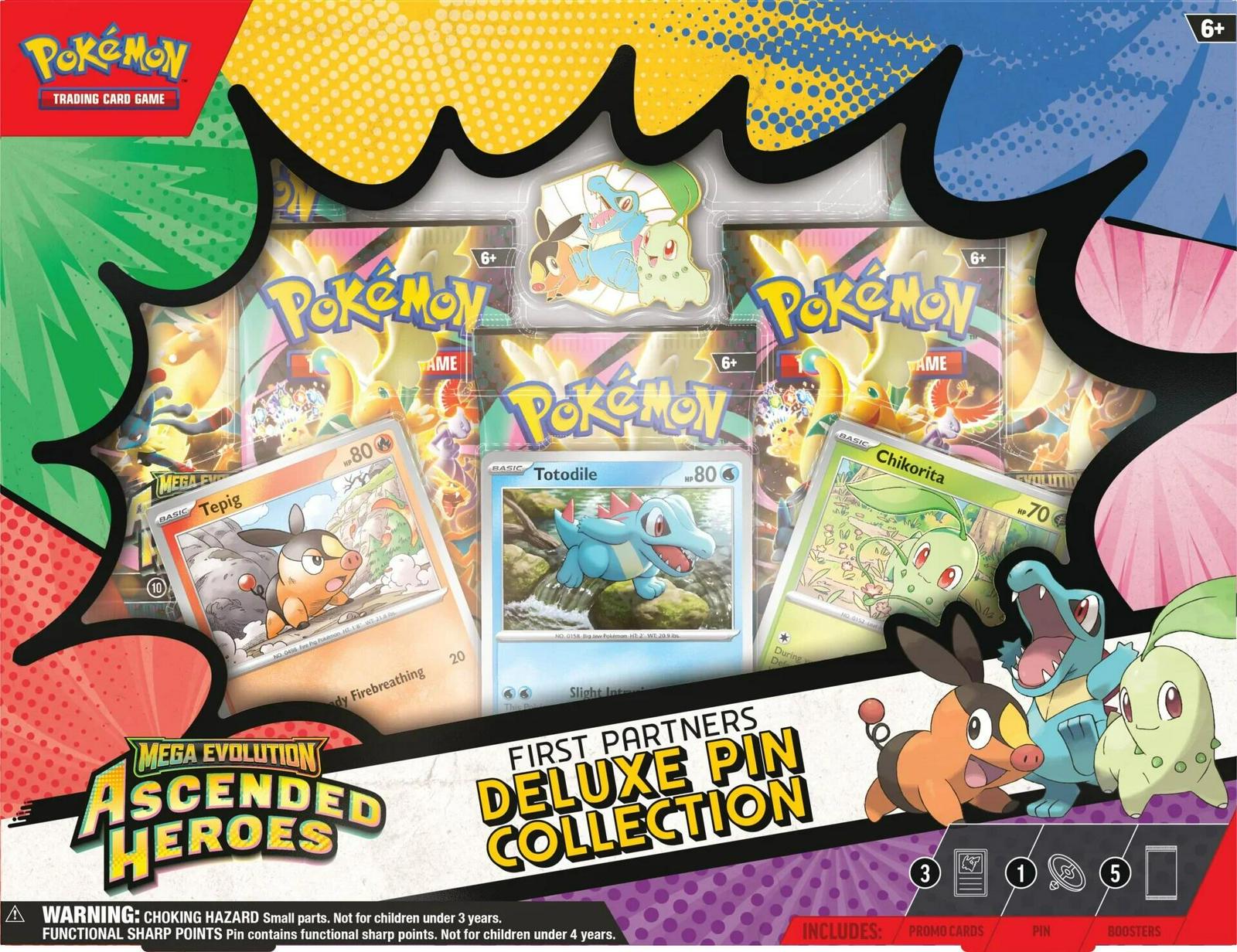 Pokémon TCG: Mega Evolution—Ascended Heroes  Deluxe Pin Collection (3 Foil Promo Cards, 1 Deluxe Pin & 5 Booster Packs