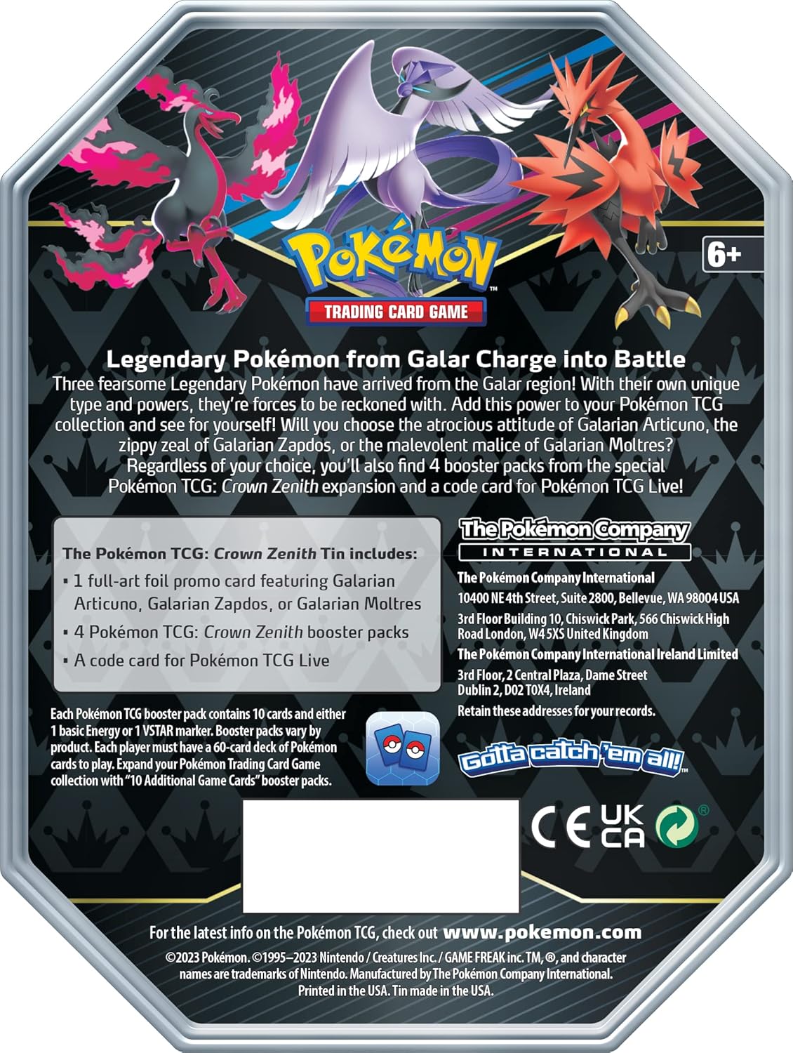 Pokémon: Crown Zenith Tin – Galarian Moltres
