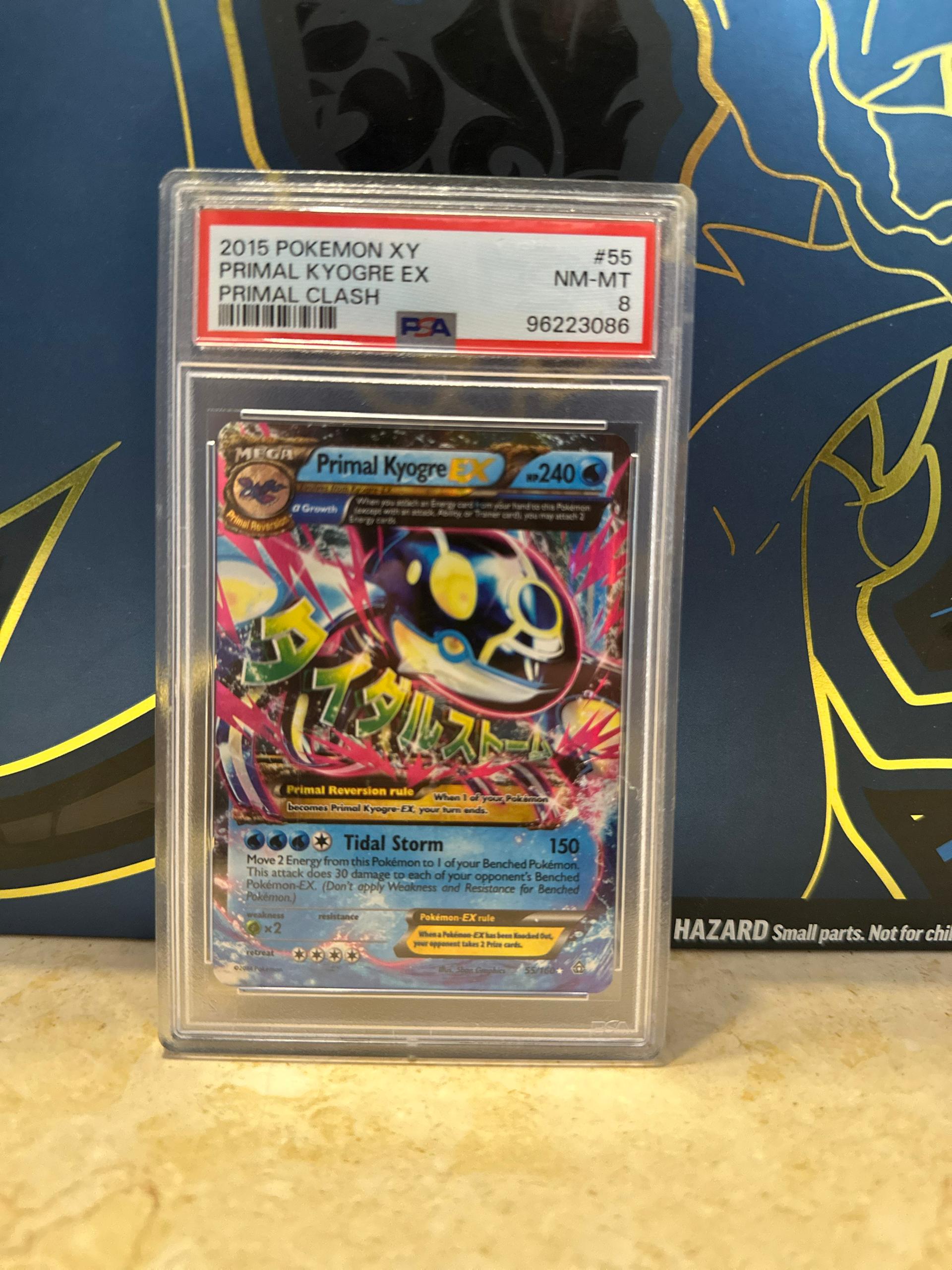 2015 POKEMON XY PRIMAL CLASH PRIMAL KYOGRE EX PSA 8